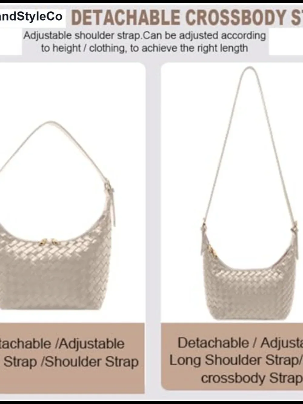 Woven Faux Leather Shoulder Bag Crossbody Hobo Purse with Zip Closure